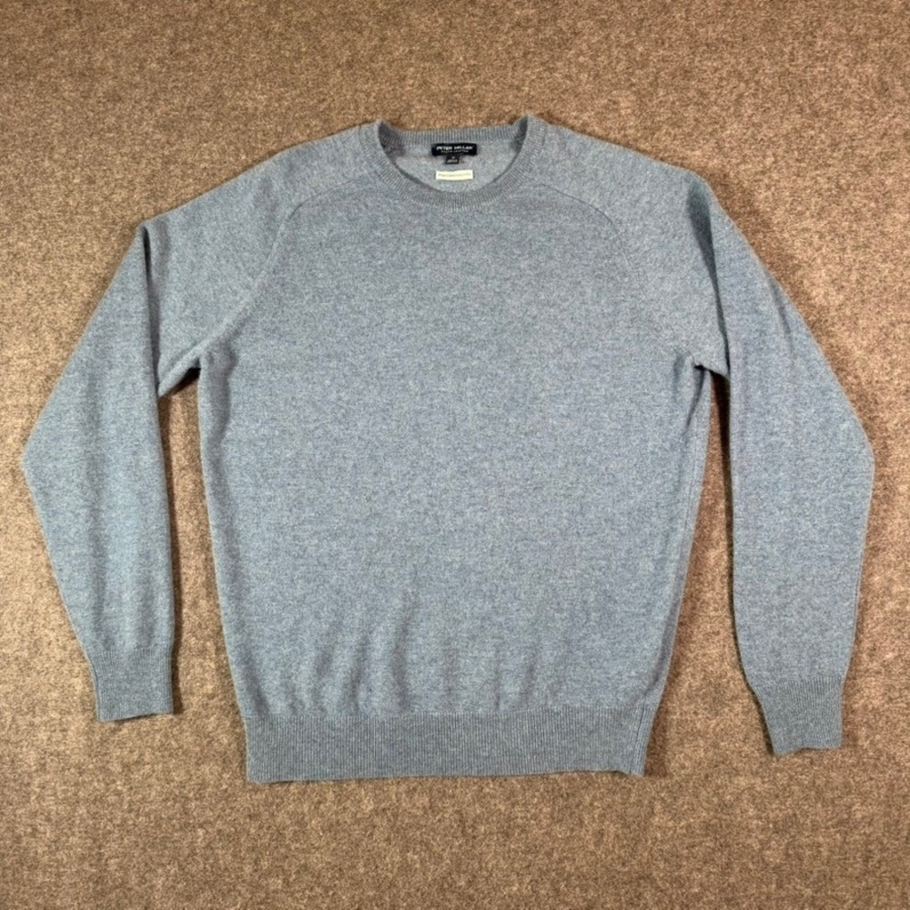 Peter Millar Crown Crafted‎ Mens Cashmere Flex Crewneck Sweater Blue Sz Medium